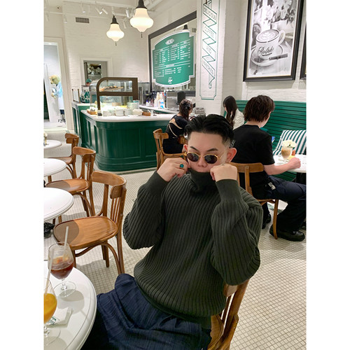 GAHKSTUDIO 美式老钱 私服定染色复古高领毛衣重磅加厚 绅士帅气