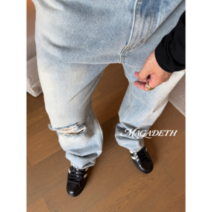 Magadeth店主私服celi*e万年款高品质面料百搭显瘦破洞牛仔裤