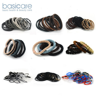 出口高品质贝西凯尔basicare圆形发圈头绳黑色橡皮筋 扎马尾多款