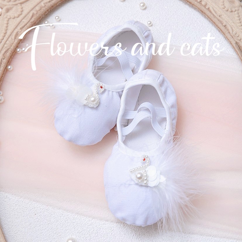 24年新款舞蹈鞋粉色蝴蝶结芭蕾舞蹈鞋儿童猫爪鞋女童练功服软底鞋