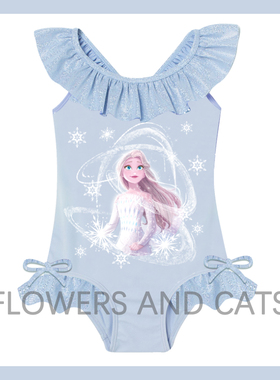 FlowersandCats儿童连体泳衣游泳冰雪奇缘艾沙宝宝温泉鱼鳞公主闪