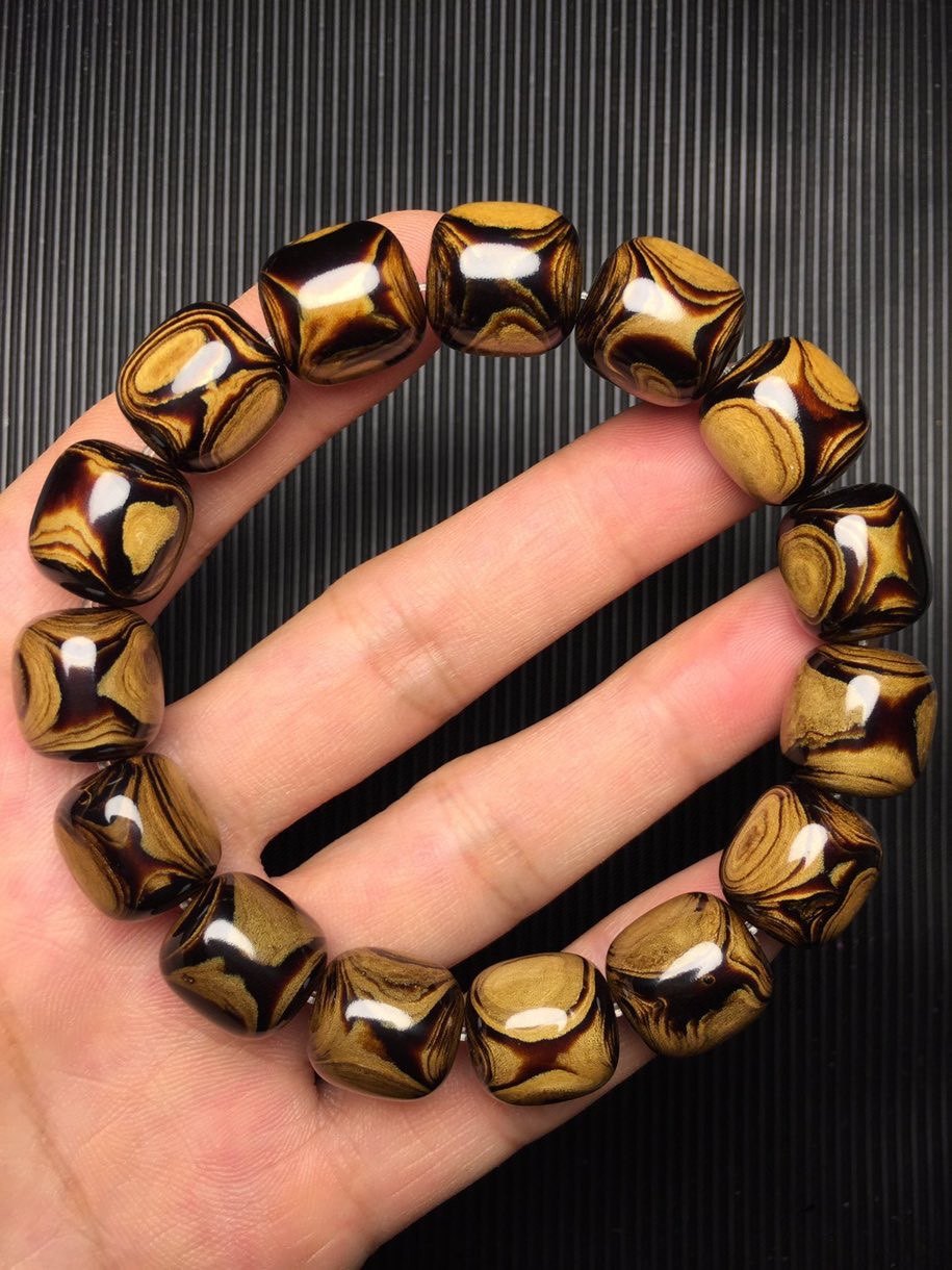 13*14天然血柳黑珊瑚海柳老型单圈手串 高货妖花纹鬼脸x纹对眼x纹