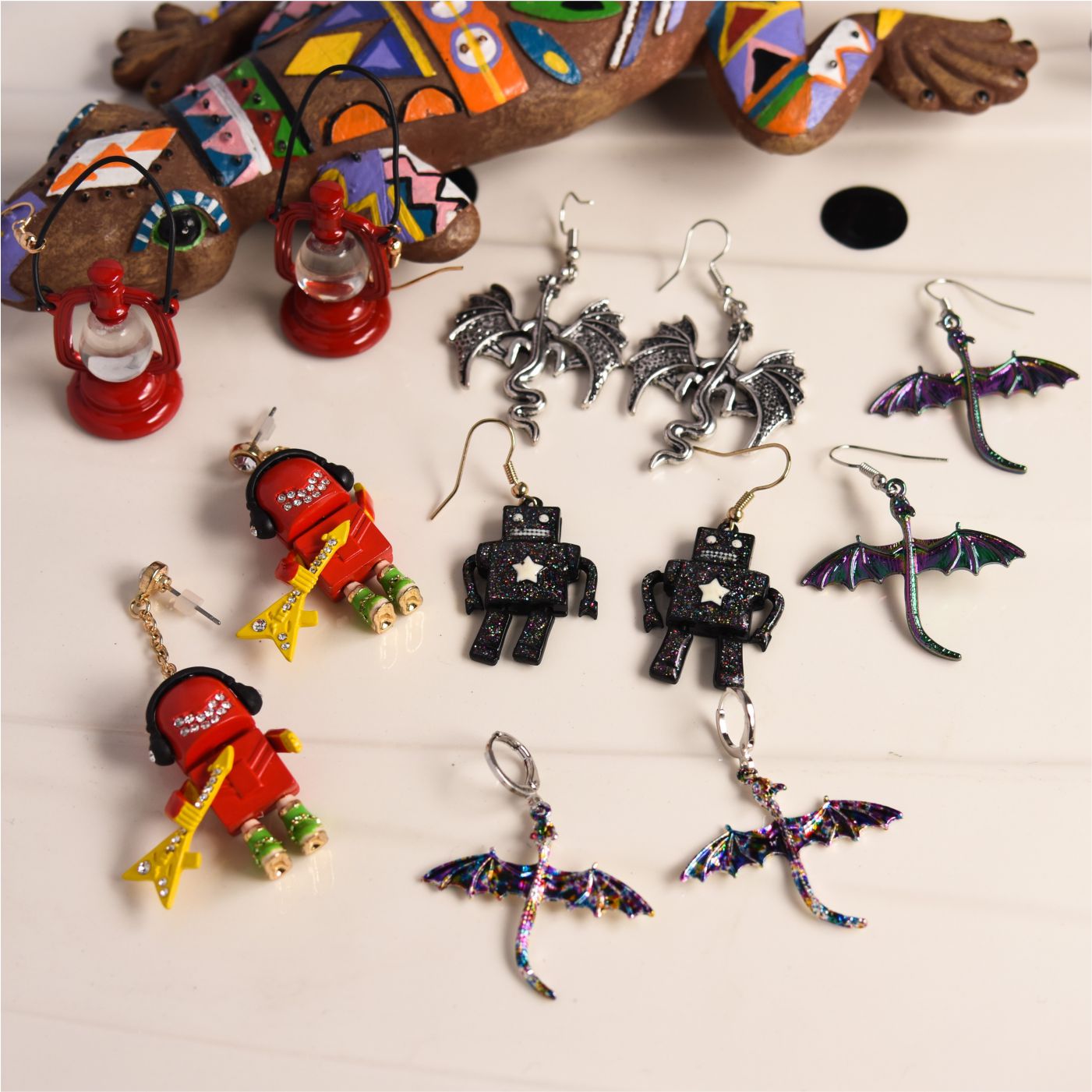 童趣恐龙机器人耳环合集