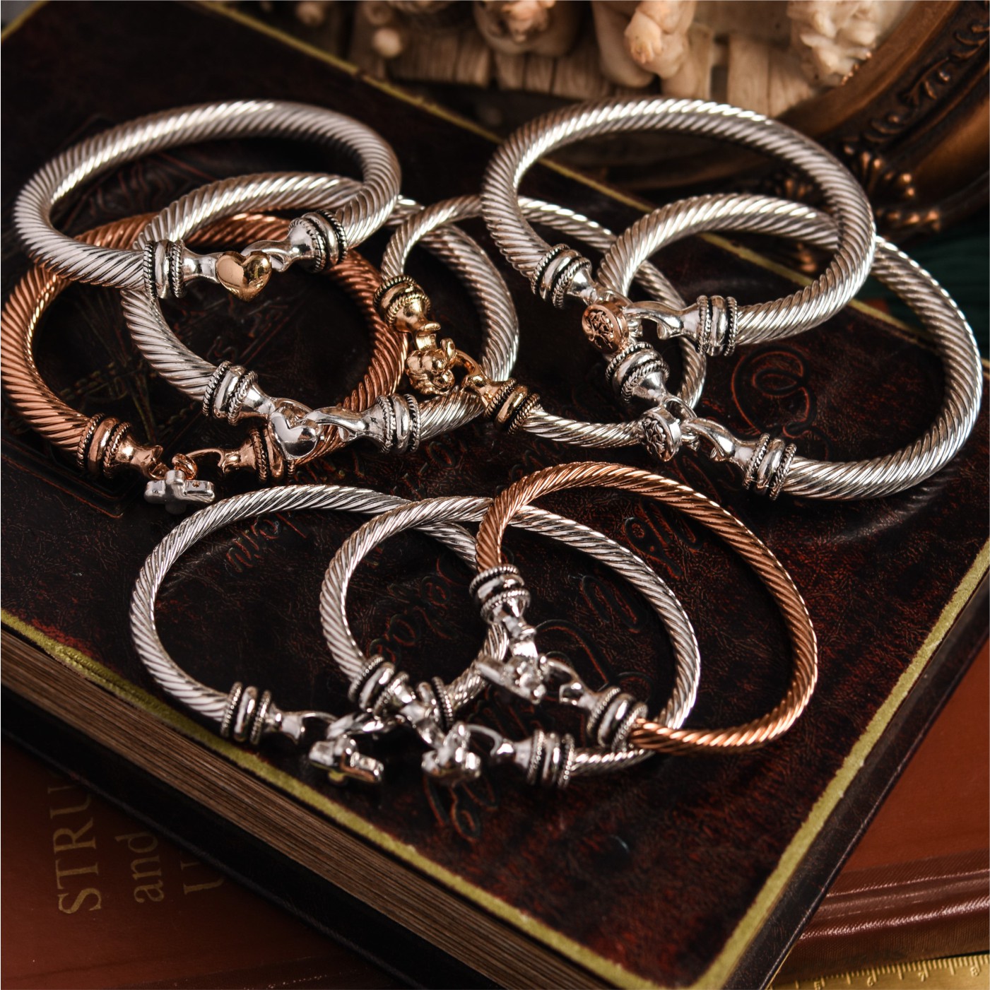 孤品拉丝开口手镯情侣