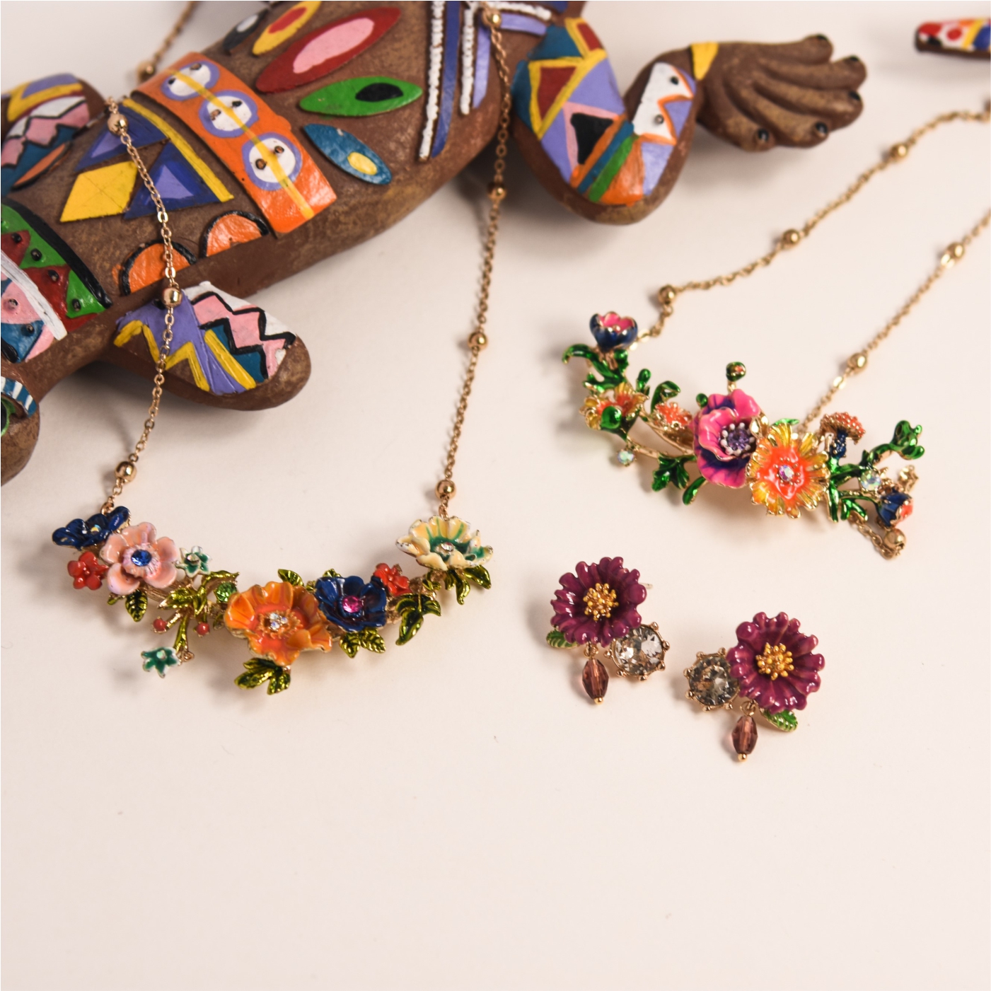 花意盎然孤品项链耳环vintage