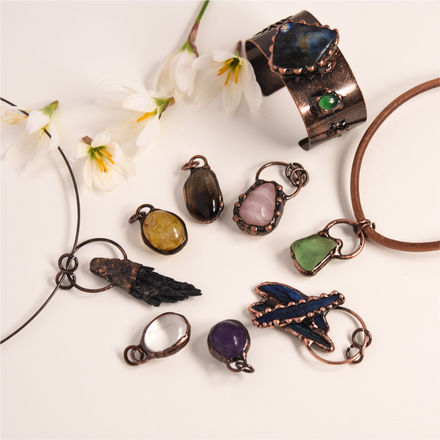 天然原石镶嵌复古独特项链毛衣链