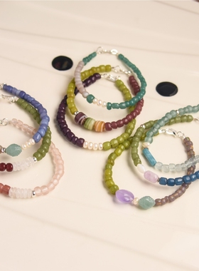 基础款油画串珠复古风琉璃手链