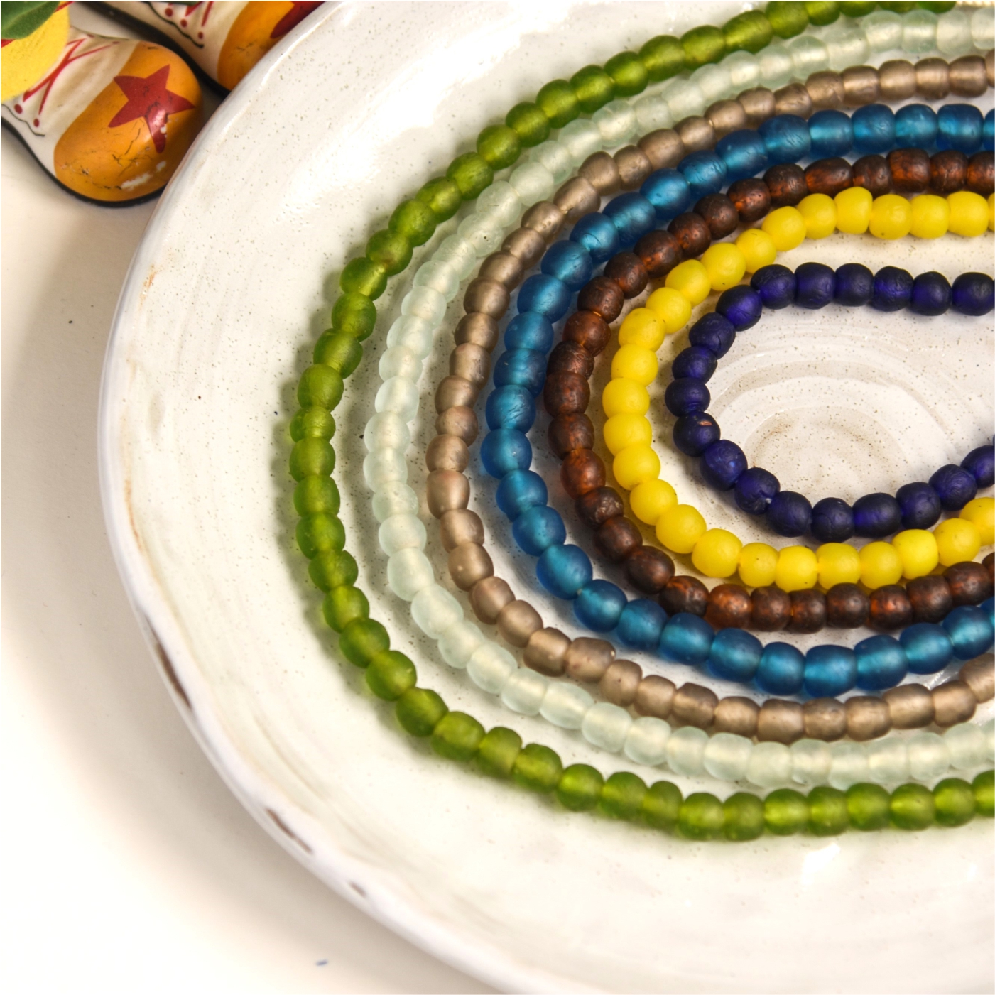 微微风簇浪,散作满河星.原创设计非洲老琉璃珠项链高级色文艺质感