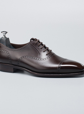 美勋代理 西班牙TLB手工皮鞋固特异深棕色牛津鞋男士商务正装休闲