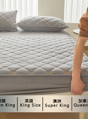 美国XL-Twin夹棉全棉床笠99x203x153cm留学生床套Queen双单人定制