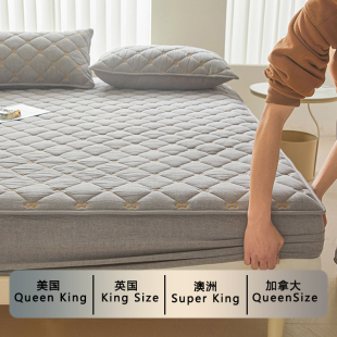 美国XL-Twin夹棉全棉床笠99x203x153cm留学生床套Queen双单人定制