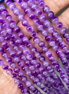 天然玉髓优化渐变紫6-12mm紫色圆珠散珠子手工diy串珠饰品配件
