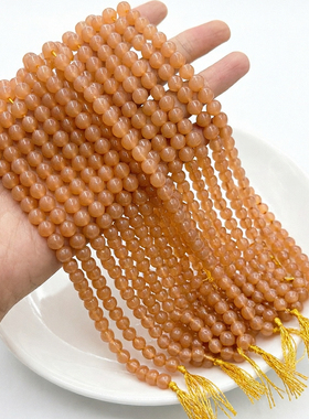 4-10mm天然玉髓优化橙月光石圆珠散珠子 手工DIY饰品隔珠串珠材料