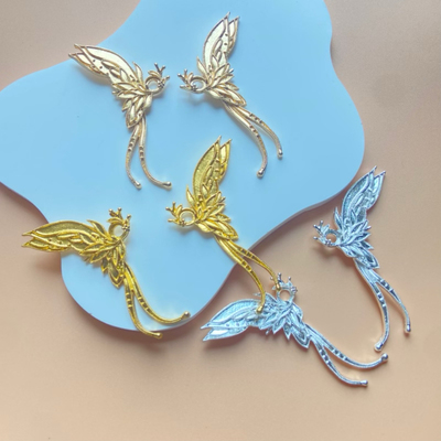 合金点翠烧蓝蝴蝶翅膀材料DIY手工古风发簪耳环汉服婚庆饰品配件