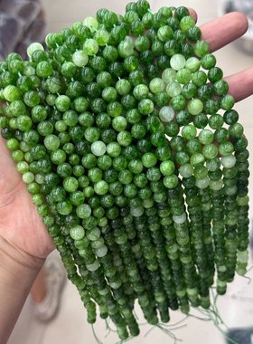 天然水晶加色绿色圆珠串珠散珠子 DIY手工饰品手串手链配件材料