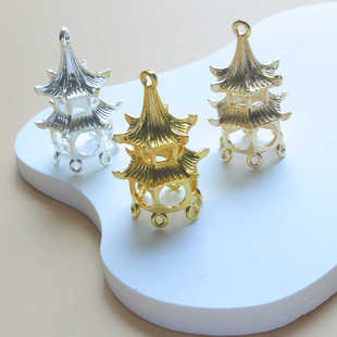 DIY手工配件合金凉亭宫灯材料 古风汉服发簪头饰流苏挂坠