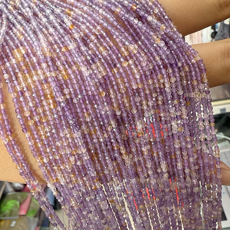 DIY天然a级紫黄晶切面散珠串珠手链项链隔珠diy手工饰品配件材料