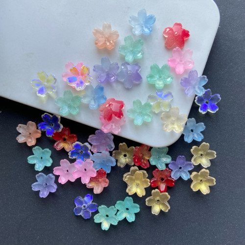 20颗价 10mm中孔琉璃樱花花朵 diy发簪头饰古风手工汉服配件材料