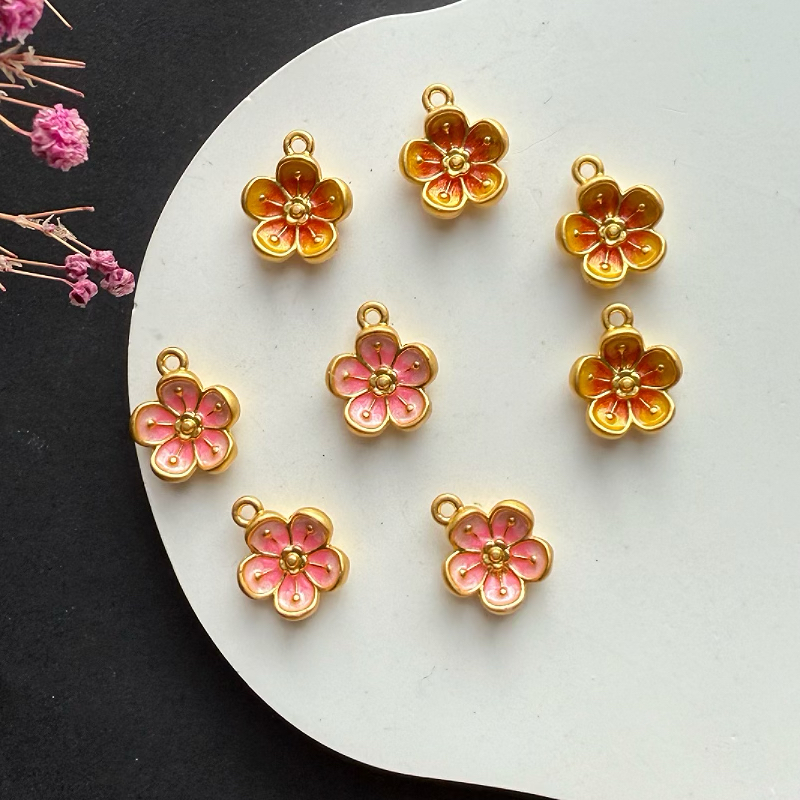 哑金梅花桃花玫瑰福袋菊花吊坠挂件手工diy手链绳项链锁骨链坠子