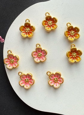 哑金梅花桃花玫瑰福袋菊花吊坠挂件手工diy手链绳项链锁骨链坠子