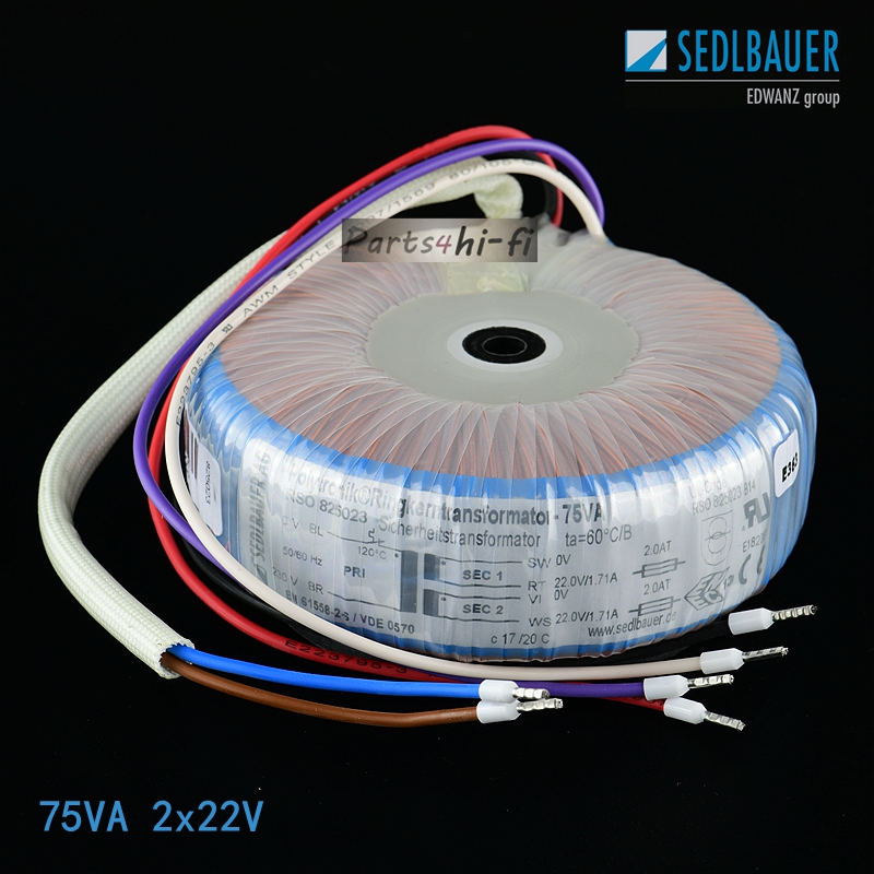 75VA双22V德国进口Sedlbauer赛德堡 Premium高阶版环形变压器