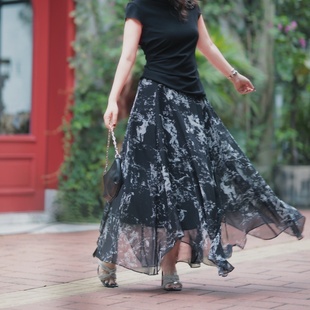 『廊桥遗梦』设计师款复古波西米亚风不规则半裙 浪漫文艺