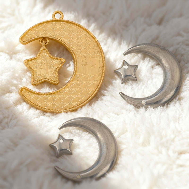 非遗宋锦吊坠压襟双面星月挂坠带盖子圣诞节星星月亮挂饰创意礼物