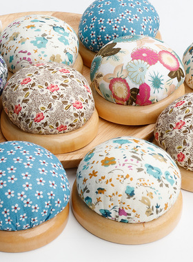 针插包手工布艺diy十字绣工具插针包原木底座针座 针扎彩色珠针插