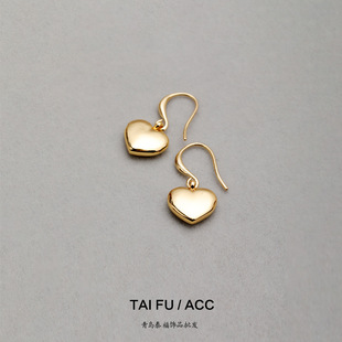 高保色真金电镀抛光工艺高亮度时尚 桃心耳环耳饰 百搭爱心耳坠