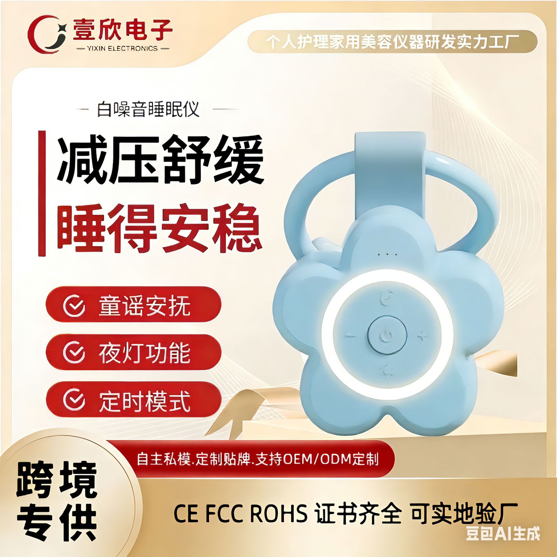 工厂定制花朵型白噪音睡