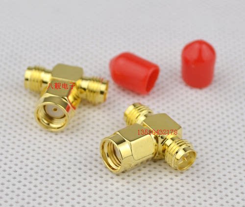 SMAT头反极 射频连接器 SMAT型头 SMA一公两母 反插 优质SMA三通