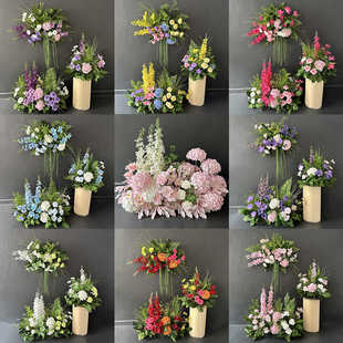 莫奈花园森系婚礼装 饰美陈花艺 饰排花婚庆多巴胺地排花T台橱窗装