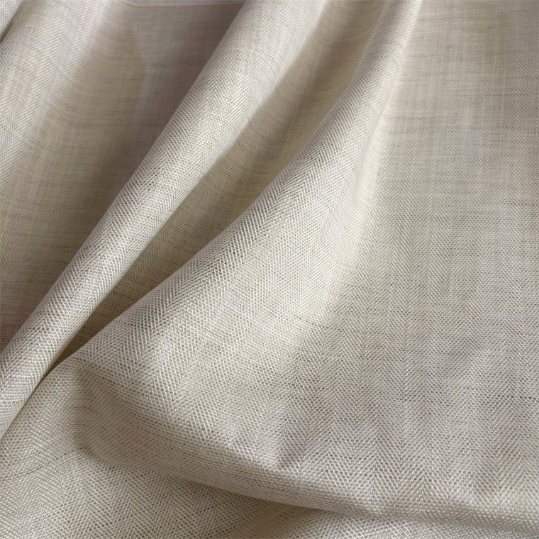 进口米色雨露麻涂层纯亚麻嘎巴甸人字纹防水面料挺括风衣外套布料