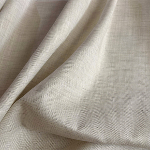 进口米色雨露麻涂层纯亚麻嘎巴甸人字纹防水面料挺括风衣外套布料