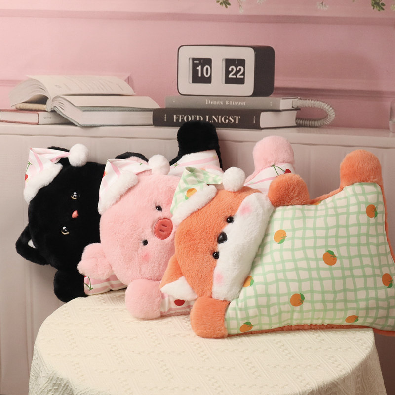 可爱小猪公仔狐狸毛绒玩具猫咪玩偶床上睡觉陪睡抱枕儿童安抚娃娃,玩具/童车/益智/积木/模型,毛绒/玩偶/公仔/布艺类玩具,淘宝优惠券,粉丝福利购,淘宝优惠卷