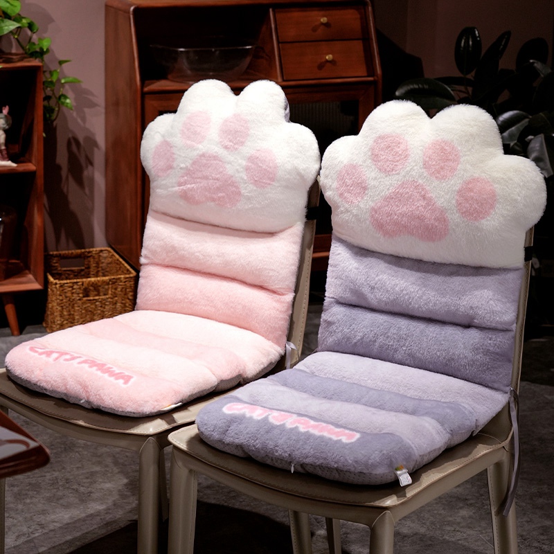 卡通猫爪连体坐垫椅垫护腰靠背垫一体宿舍办公室座垫腰靠加厚屁垫