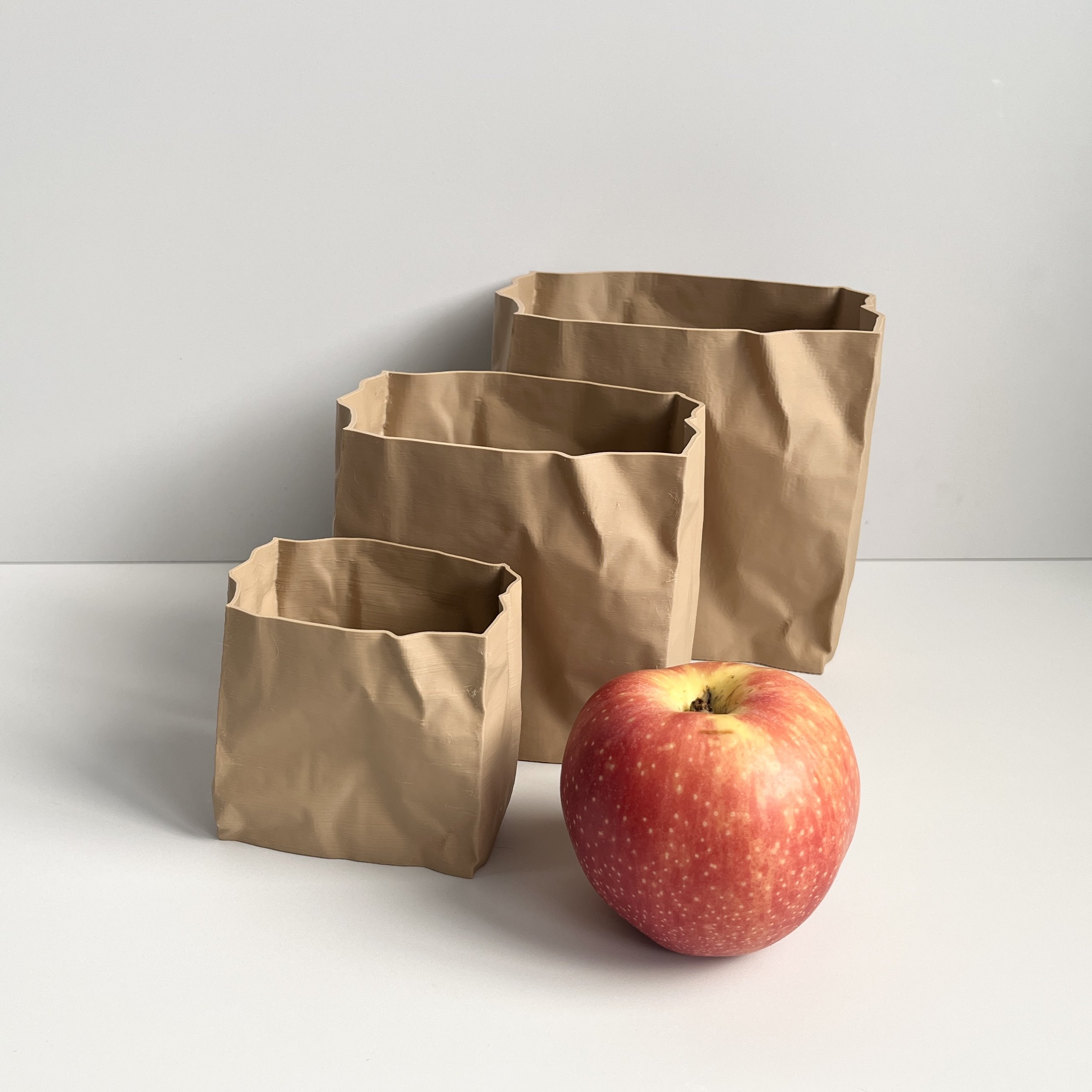 3D打印仿真牛皮纸袋防水敞口收纳盒收纳筒创意桌搭杂物盒