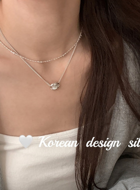 韩版ins风设计简约饰品 S925纯银重工猪鼻子项链叠戴百搭高级感女
