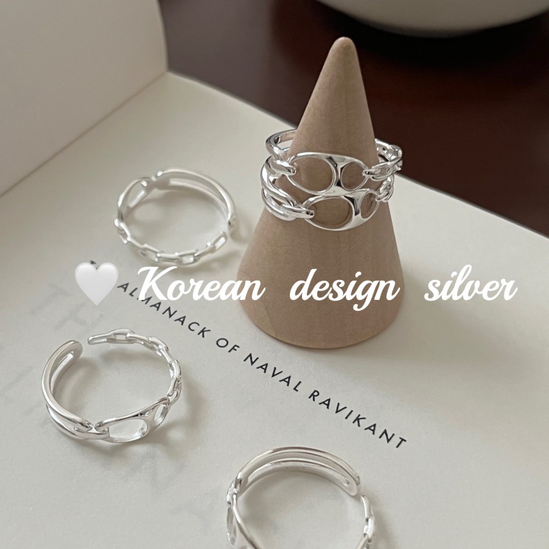 韩国东大门ins风叠戴高级感食指环S925纯银 设计镂空猪鼻子戒指