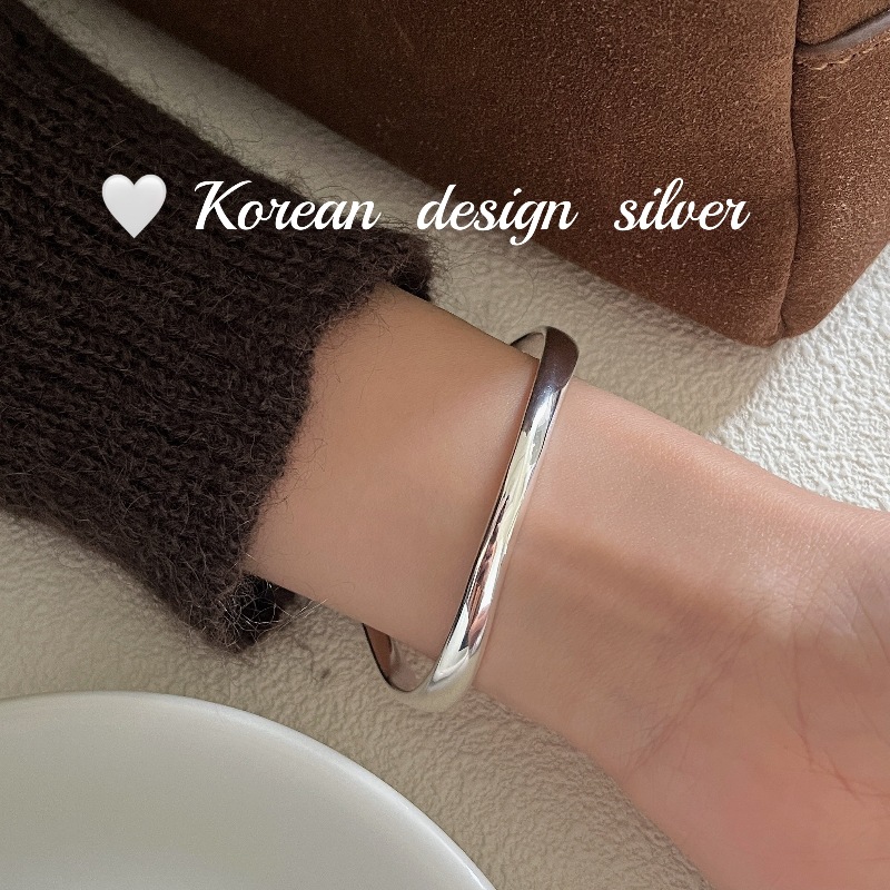ins博主同款重工饰品 S925纯银简约高级感手镯女手环光面质感20g