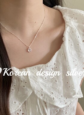 韩版ins风饰品 S925纯银椭圆白玉髓小众女款珠珠项链2025春夏