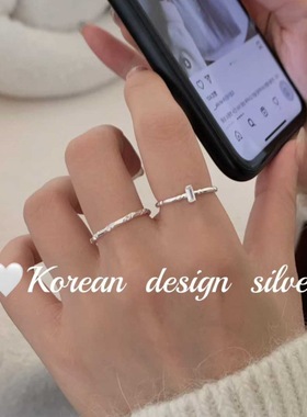 韩国东大门 网红档口饰品 S925纯银简约精巧锆石戒指气质优雅