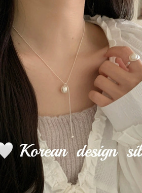 韩国ins风小众设计饰品 S925纯银珍珠流苏珠珠项链叠戴高级