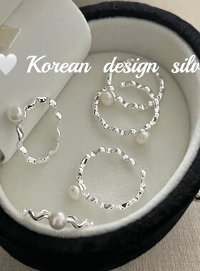 韩国南大门银饰品批发 S925纯银竖条纹麻花戒指ins小众时髦设计款