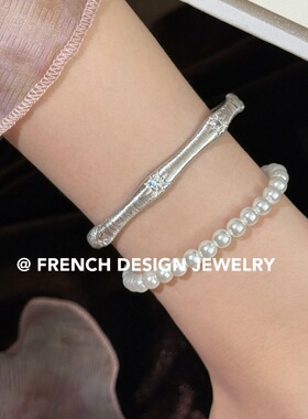 法式轻奢布契风拉丝手饰S925纯银超美拉丝八芒星手镯气质优雅