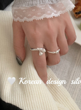 日系韩版2o24款ins风银饰品 S925纯银精巧莲花莲蓬戒指叠戴指环女
