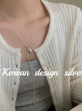 韩版ins风简约设计饰品 S925纯银 水滴抽拉项链 叠戴高级百搭