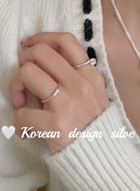 韩国东大门亮银饰品S925纯银 简约法棍套戒戒指ins小众设计
