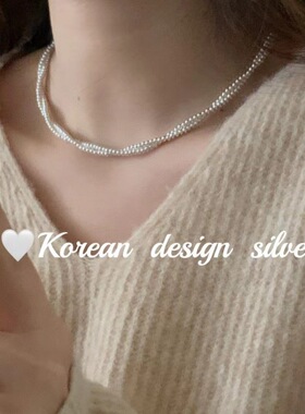 韩国ins风博主同款饰品 S925纯银双层珠珠缠绕项链小众百搭锁骨