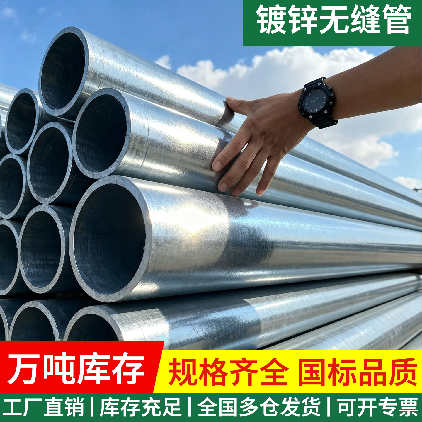 镀锌无缝管热镀锌钢管消防燃气用无缝钢管防腐圆管国标定尺切割 - 实物图